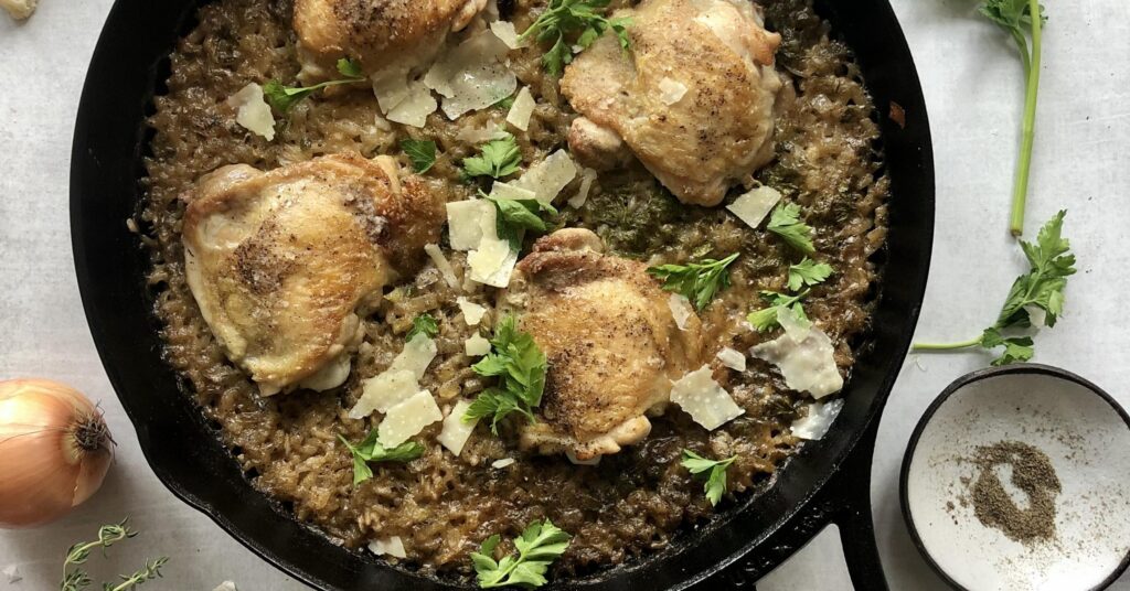 One-Pan Cacio e Pepe Chicken and Rice – Lodge Cast Iron