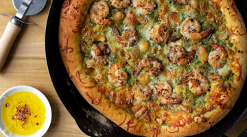 Pizza Con Pesto E Gamberetti