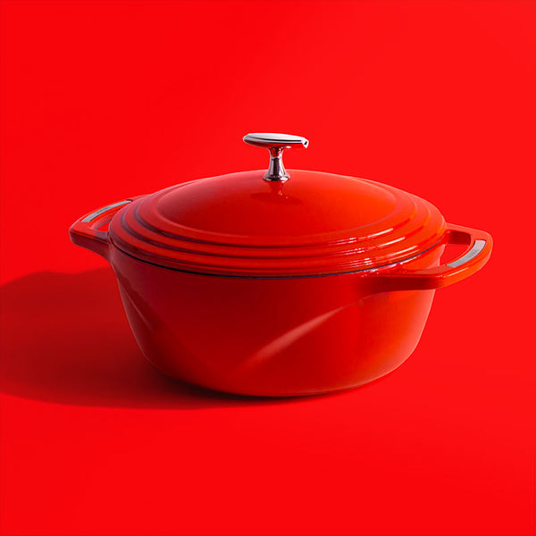 USA Enamel™ 5.68Lt  Enameled Cast Iron Dutch Oven, Cherry On Top