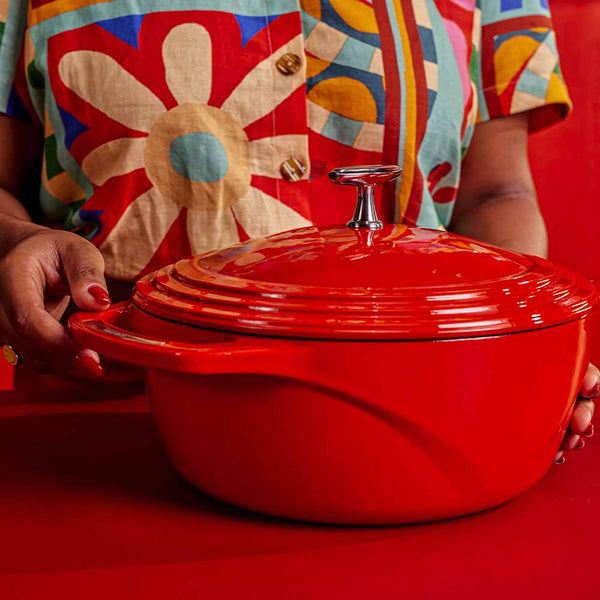 USA Enamel™ 5.68Lt  Enameled Cast Iron Dutch Oven, Cherry On Top