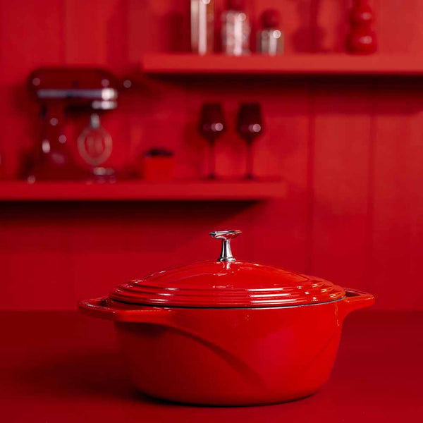 USA Enamel™ 5.68Lt  Enameled Cast Iron Dutch Oven, Cherry On Top