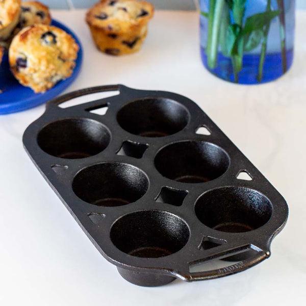 Cast Iron Muffin Pan with Silicone Grips