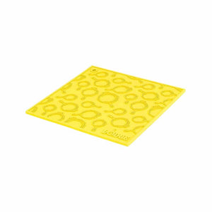 17.78 Cm Square Yellow Silicone Trivet With Skillet Pattern