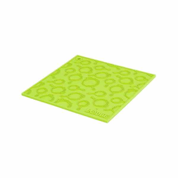 17.78 Cm Square Green Silicone Trivet With Skillet Pattern