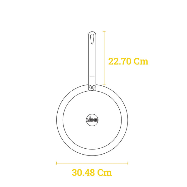 30.48 Cm Seasoned Carbon Steel Skillet with Orange Silicone Handle Holder