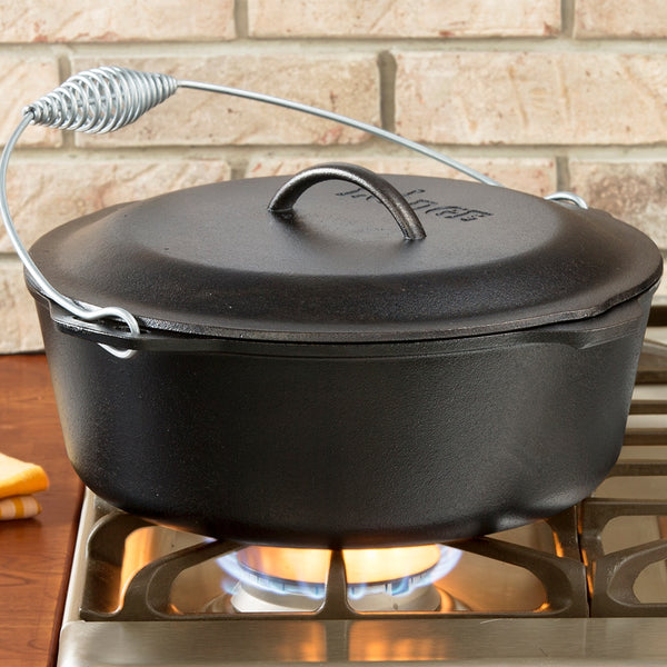 Pentola in ghisa Dutch Oven 8,52 lt con coperchio in ghisa e manico inox - Lodge L12DO3 