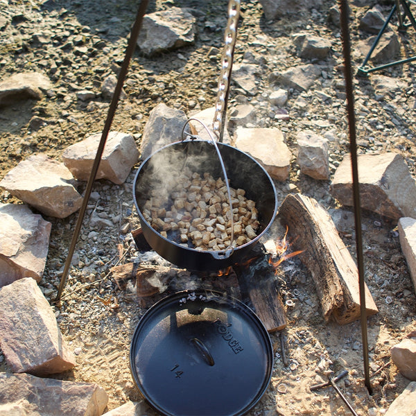 Treppiede In Acciaio Per Forno Olandese Da Campeggio - Gambe Regolabili 8,9-14 Cm, Base In Ghisa, Ideale Per Cucinare Su Falò, Grigliare E Bollire All'Aperto